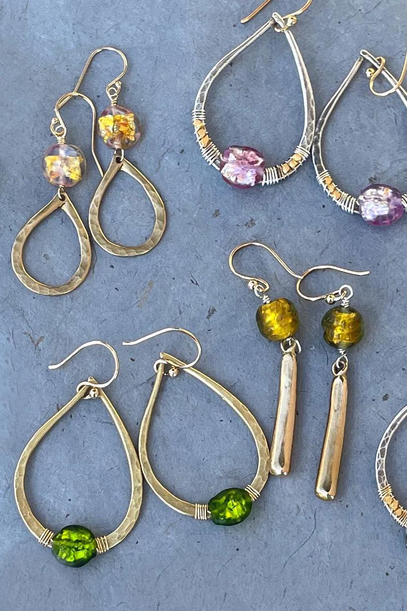 Gold Opal Teardrop Dangle | Bronze