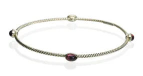 Gold Pink Tourmaline Gem Bangle Bracelet