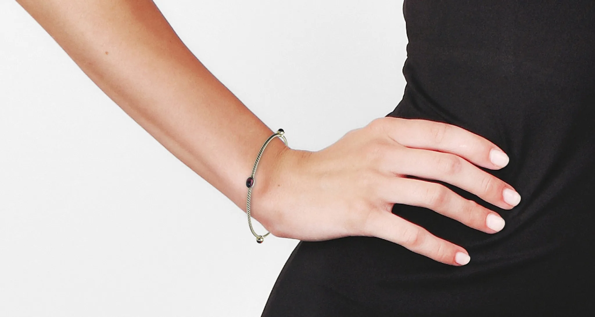 Gold Pink Tourmaline Gem Bangle Bracelet