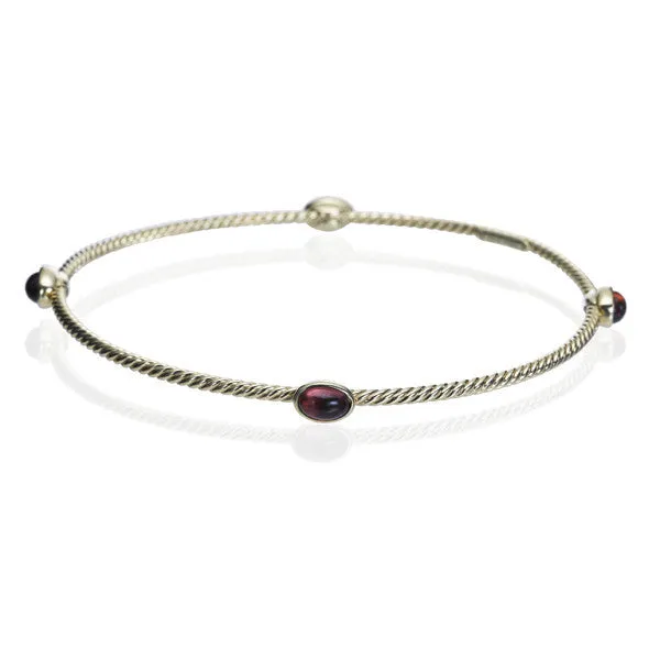 Gold Pink Tourmaline Gem Bangle Bracelet