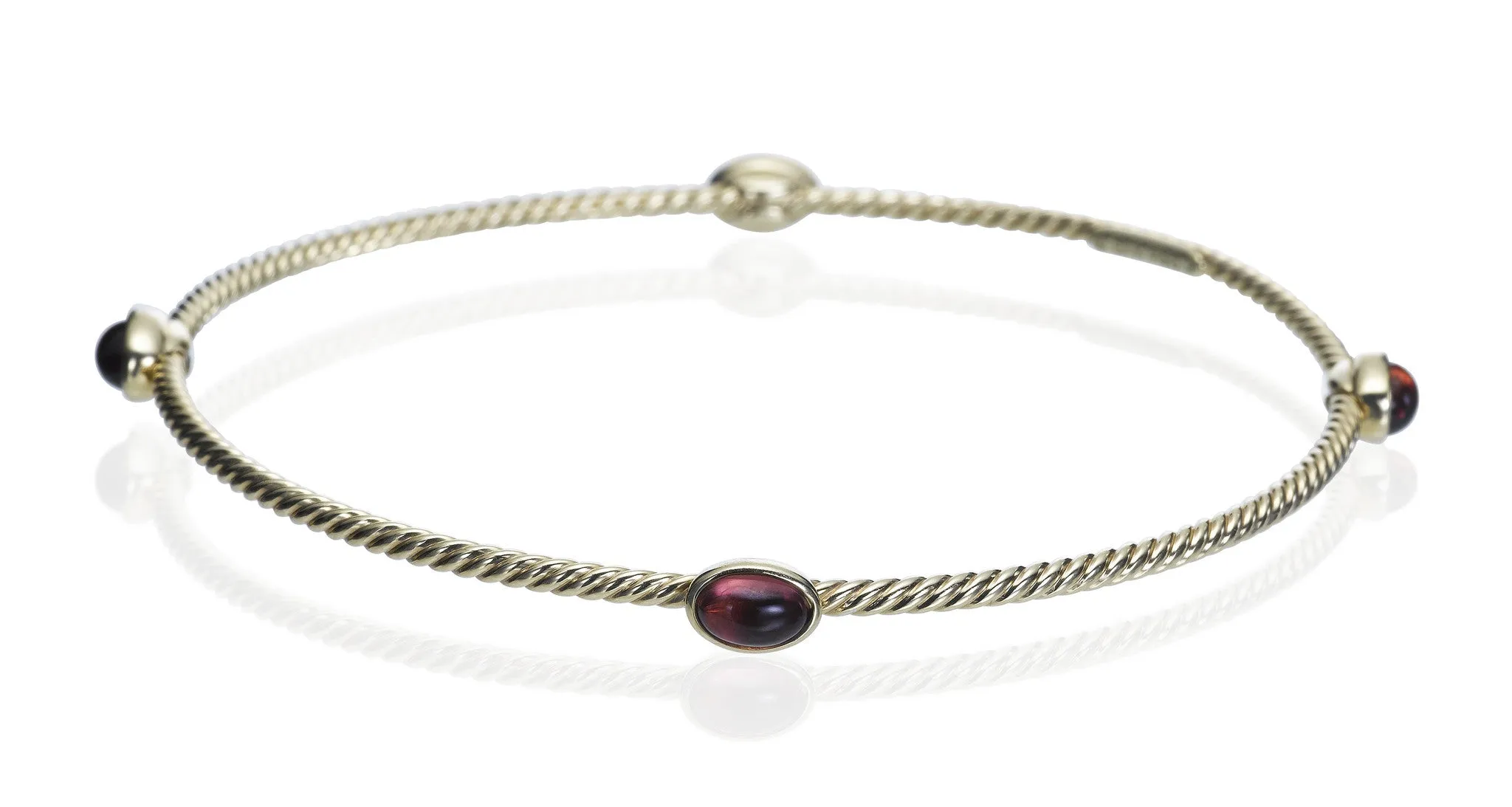 Gold Pink Tourmaline Gem Bangle Bracelet