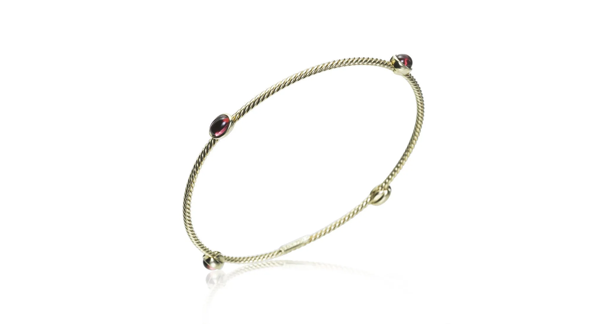 Gold Pink Tourmaline Gem Bangle Bracelet