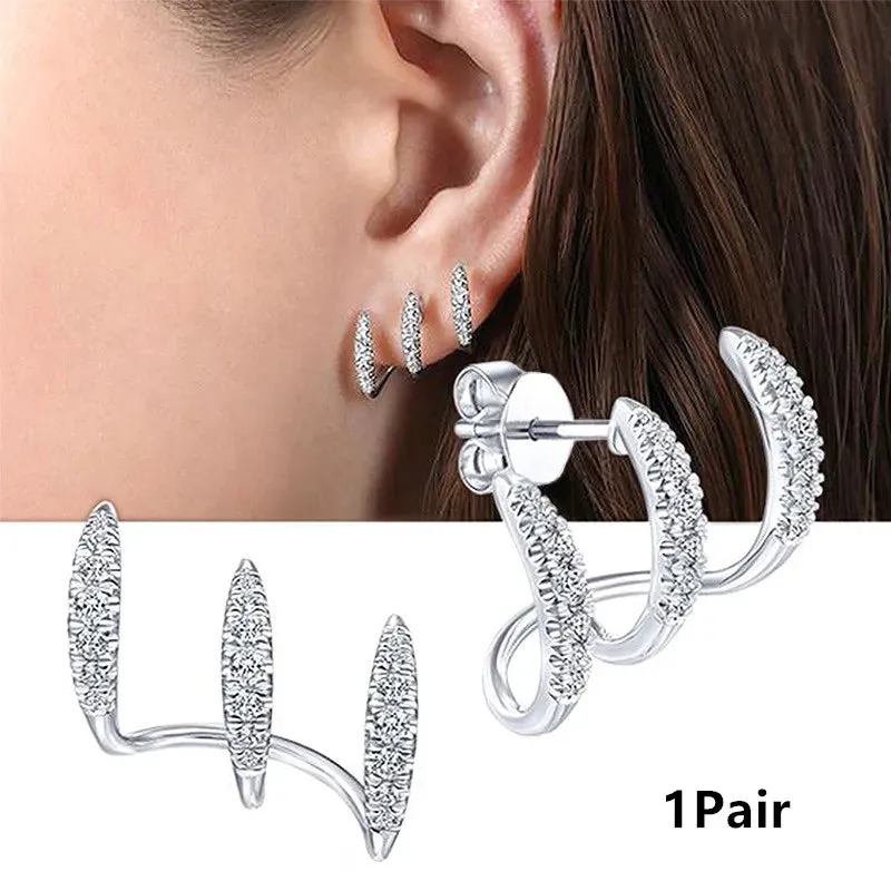 Gold Silver Color Metal Butterfly Ear Clips Without Piercing For Women Sparkling Zircon Ear Cuff Clip Earrings Wedding Jewelry