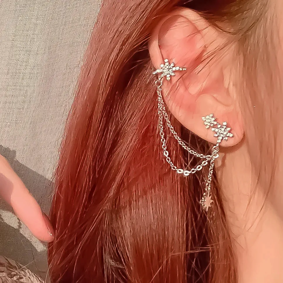 Gold Silver Color Metal Butterfly Ear Clips Without Piercing For Women Sparkling Zircon Ear Cuff Clip Earrings Wedding Jewelry
