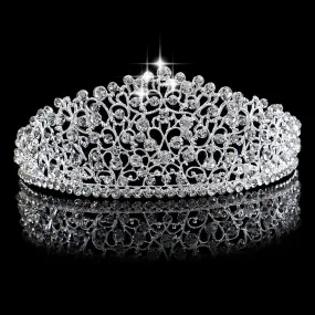 Gorgeous Sparkling Silver Big Wedding Diamante Pageant Tiaras Hairband Crystal Bridal Crowns For Brides Hair Jewelry Headpiece