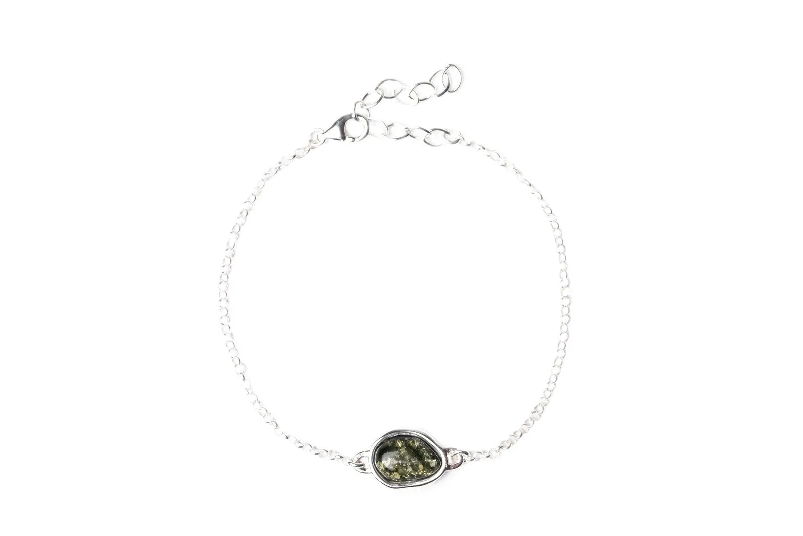 Green Amber ELEMENT Link Chain Bracelet - Baltic Beauty | Elegant & Unique Jewelry