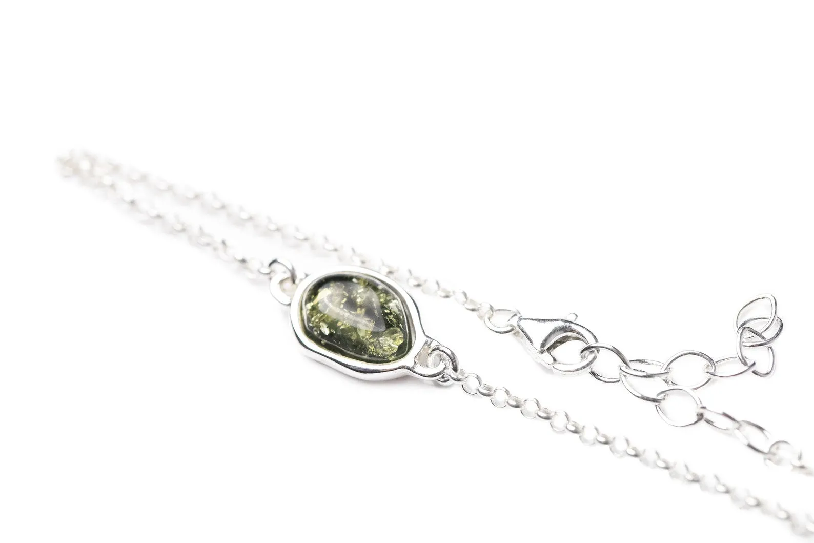 Green Amber ELEMENT Link Chain Bracelet - Baltic Beauty | Elegant & Unique Jewelry