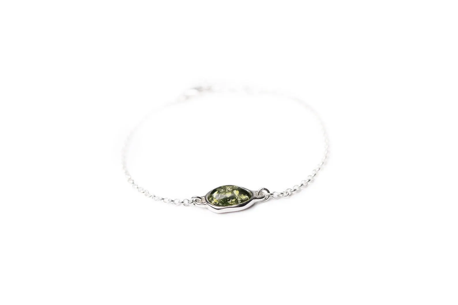 Green Amber ELEMENT Link Chain Bracelet - Baltic Beauty | Elegant & Unique Jewelry