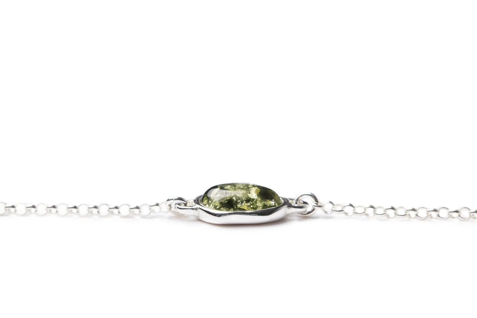 Green Amber ELEMENT Link Chain Bracelet - Baltic Beauty | Elegant & Unique Jewelry