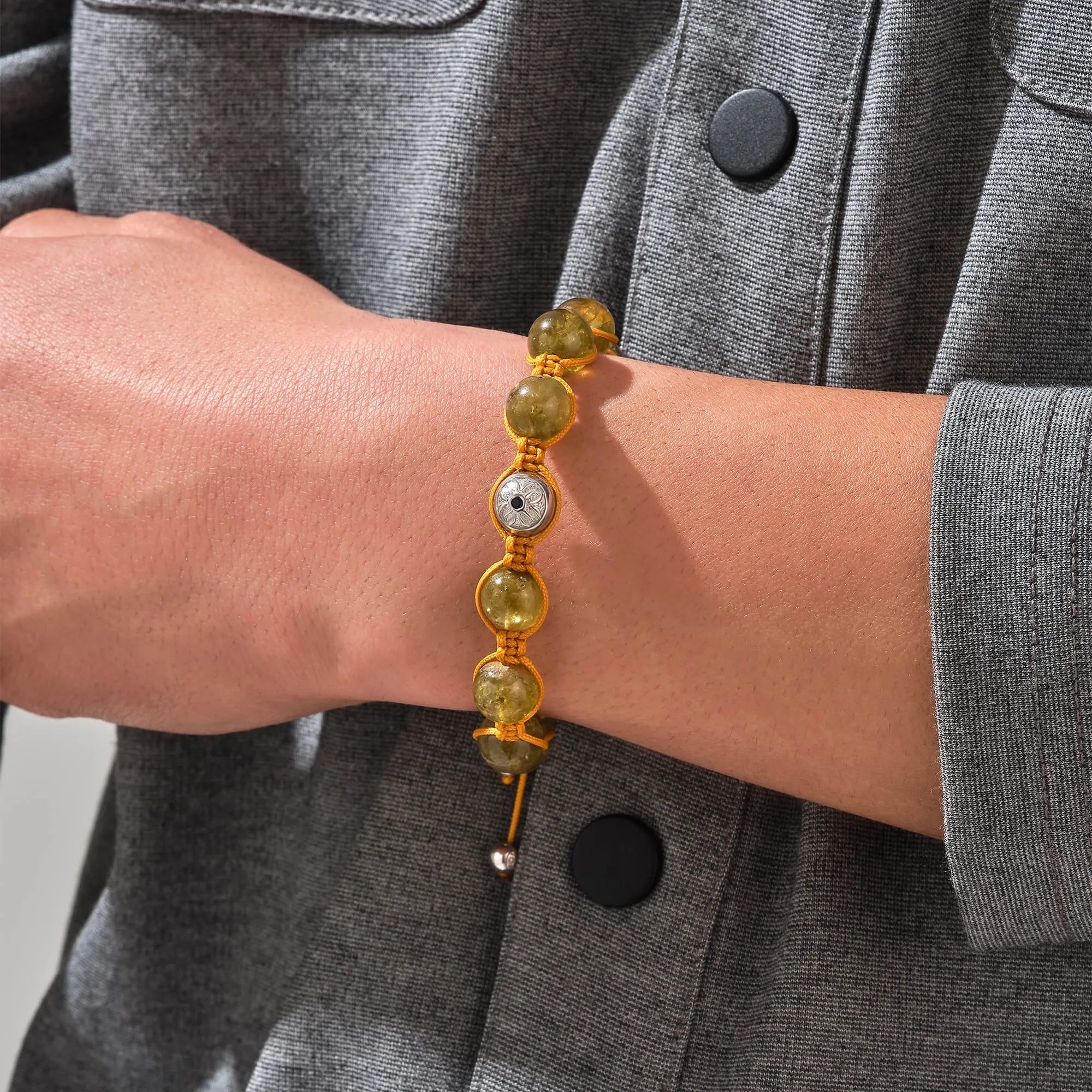 Green Garnet Beaded Macrame Bracelet