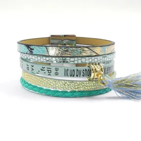 Green leather bracelet Brazilian bracelet magnet buckle Friendship bracelet Bohemian bracelets&bangles