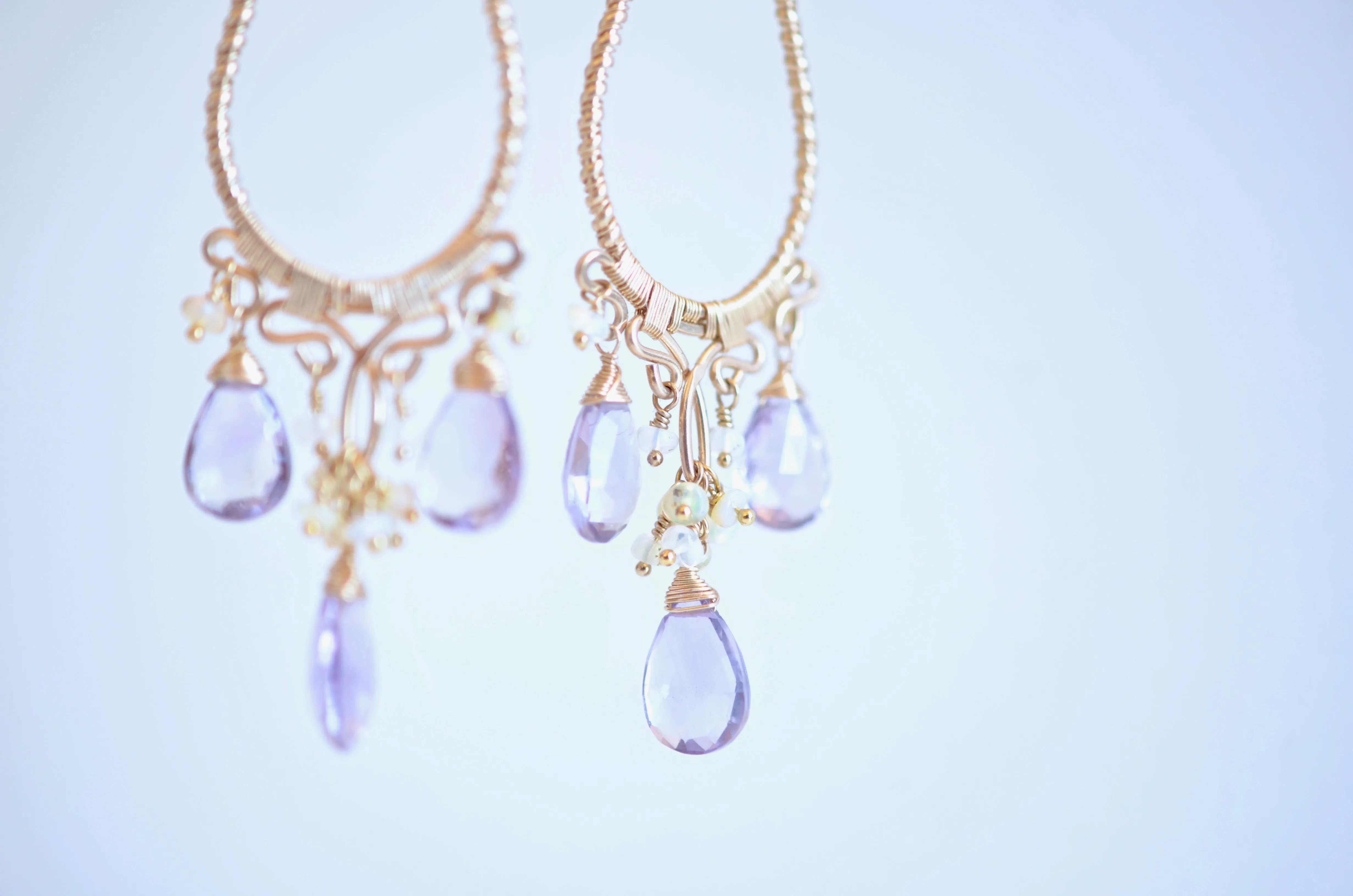 Greta - Amethyst, Ethiopian Opal, 14k Gold Fill Earrings