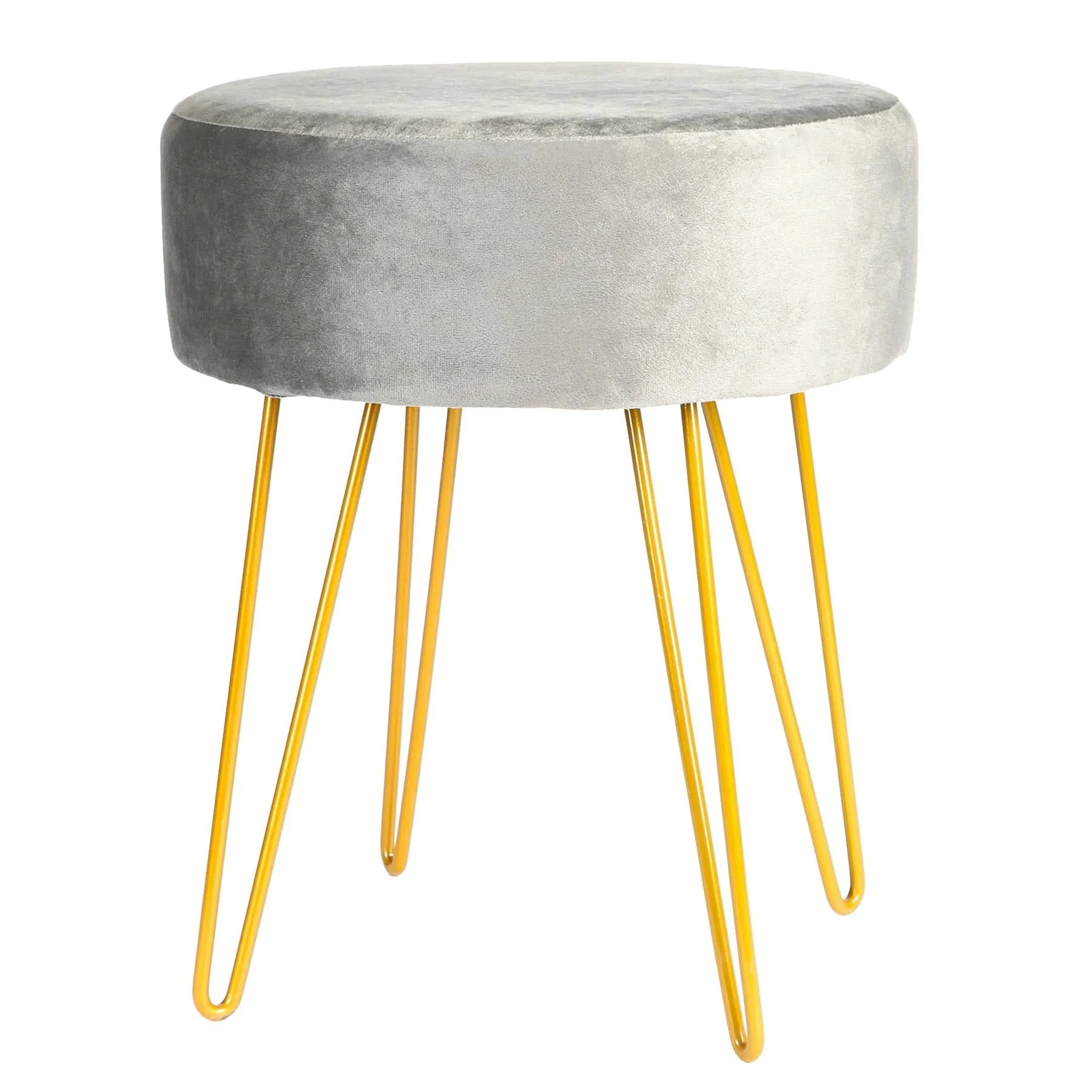 Grey Round Velvet Footstool - By Harbour Housewares