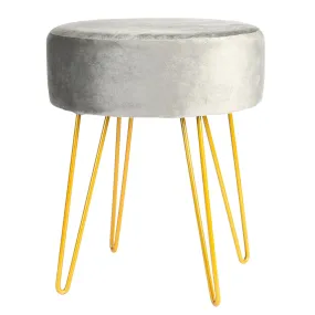 Grey Round Velvet Footstool - By Harbour Housewares