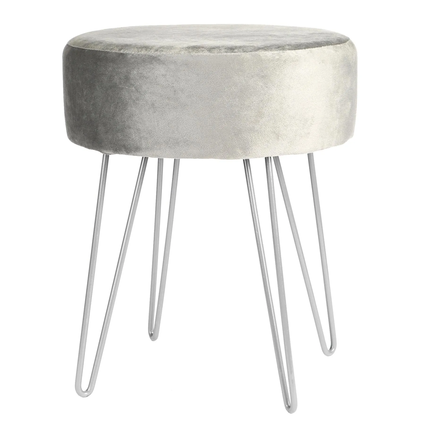 Grey Round Velvet Footstool - By Harbour Housewares
