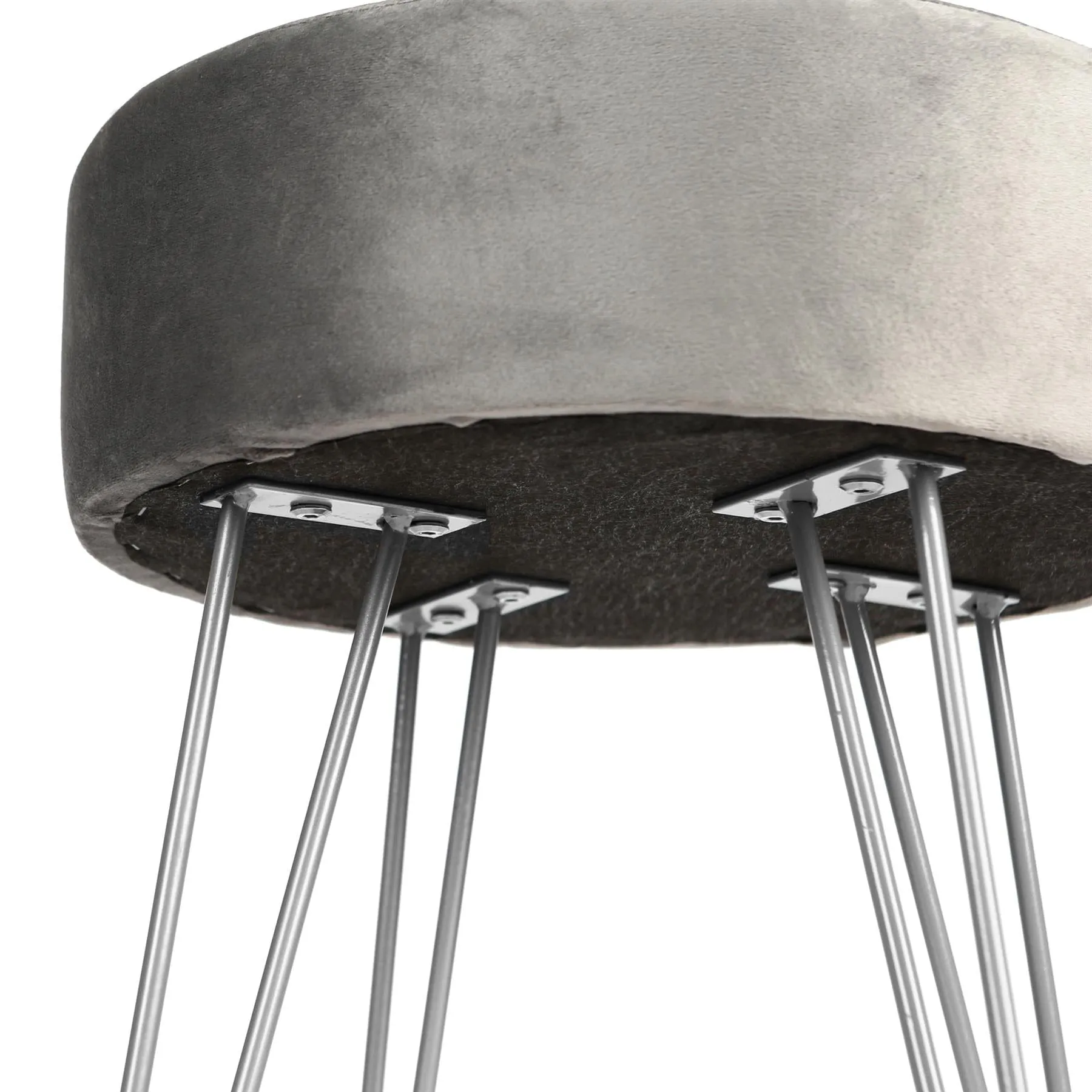 Grey Round Velvet Footstool - By Harbour Housewares