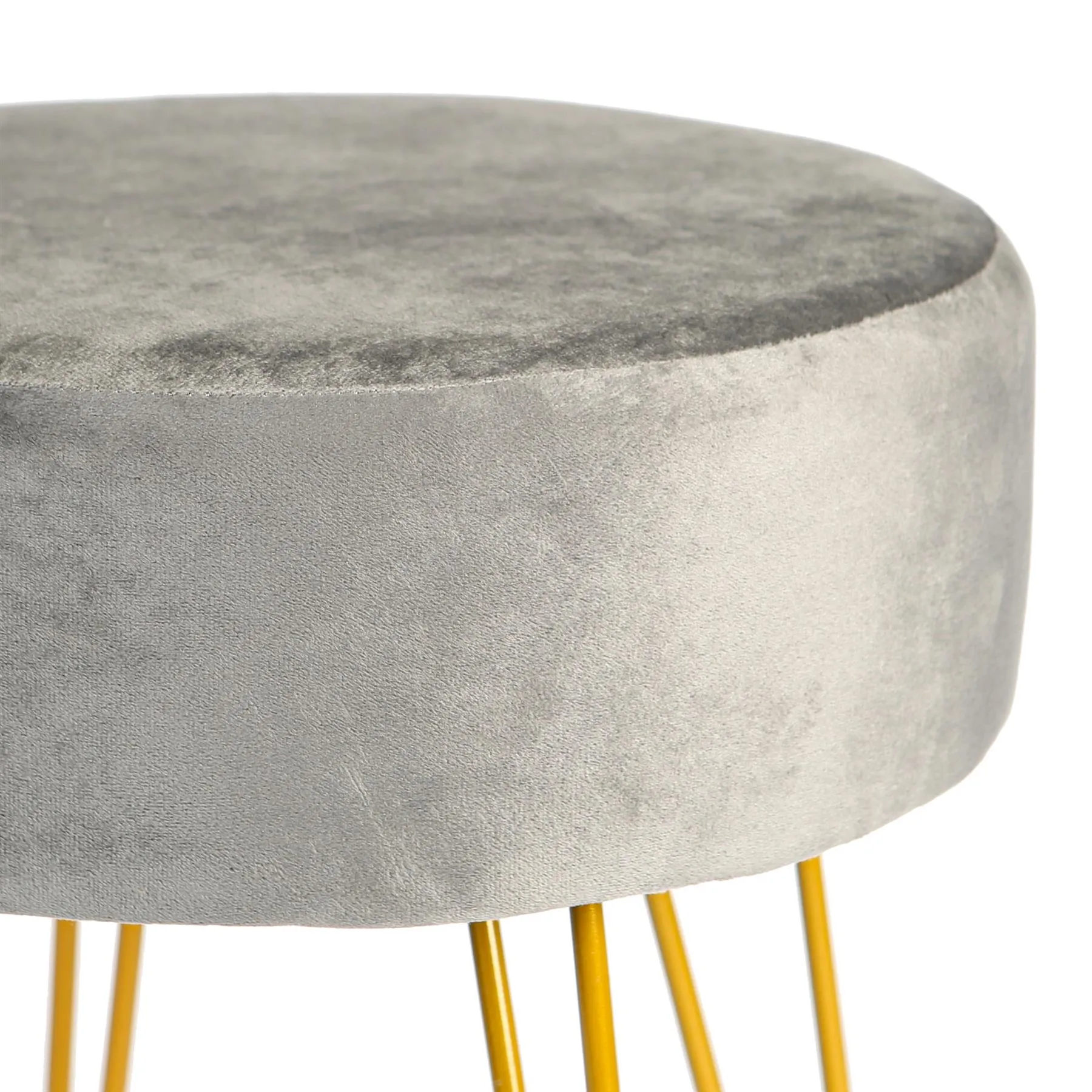 Grey Round Velvet Footstool - By Harbour Housewares