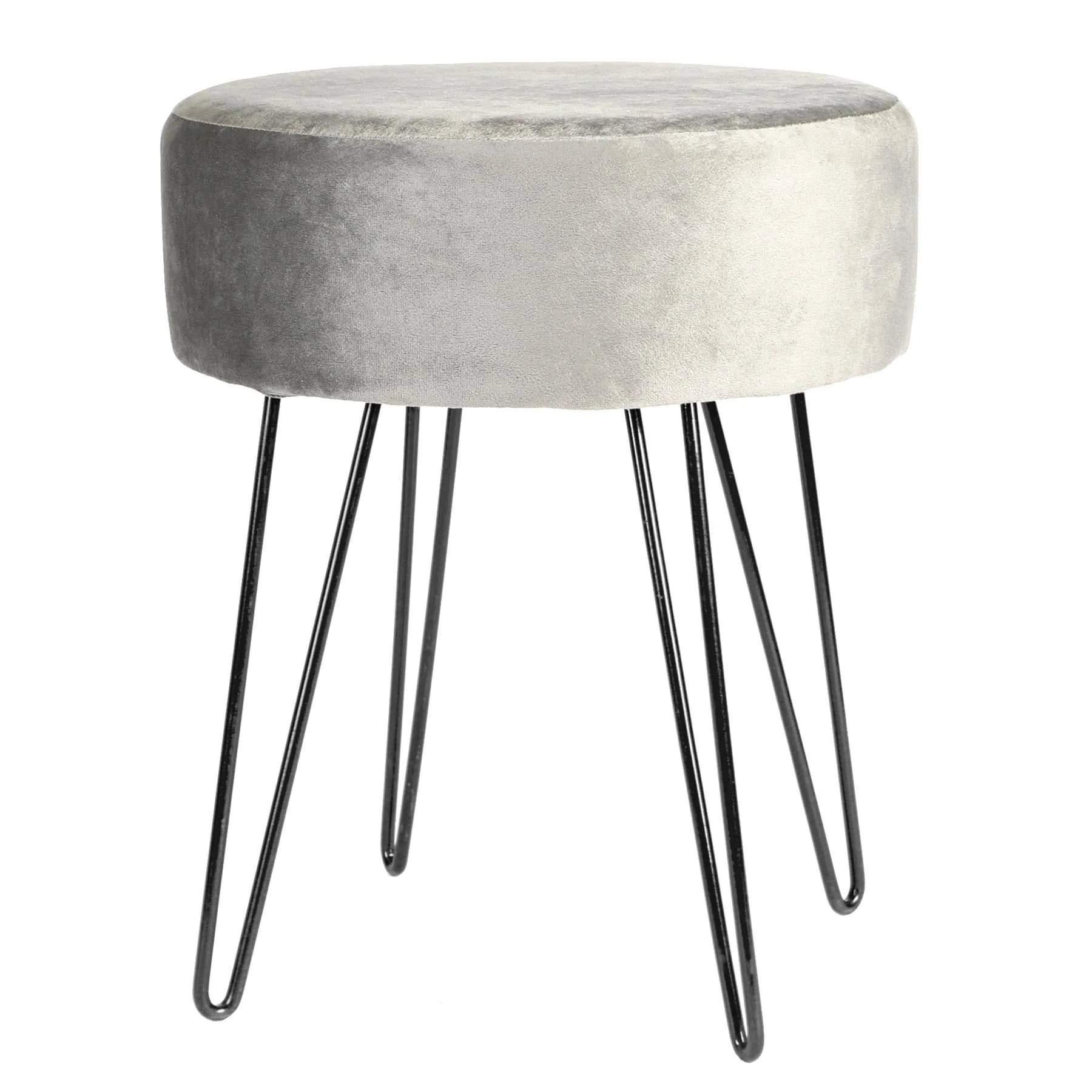 Grey Round Velvet Footstool - By Harbour Housewares