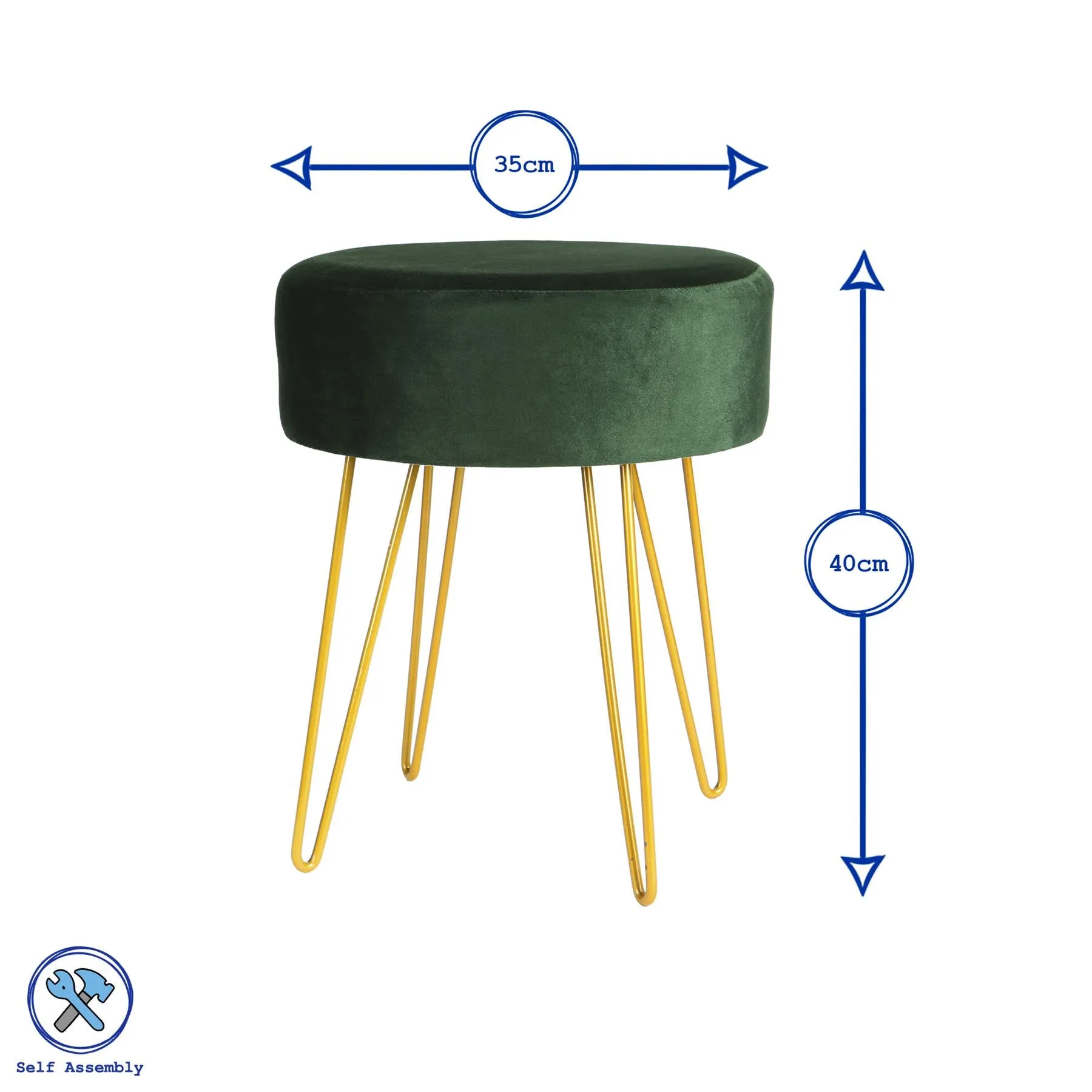 Grey Round Velvet Footstool - By Harbour Housewares
