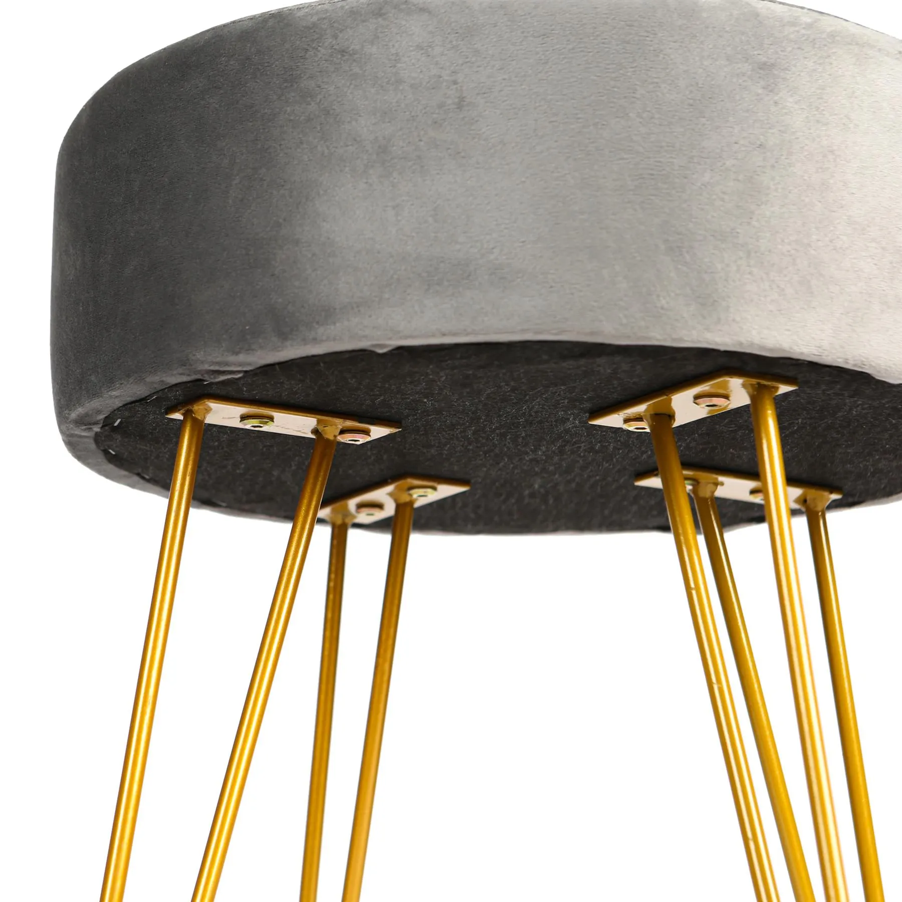 Grey Round Velvet Footstool - By Harbour Housewares
