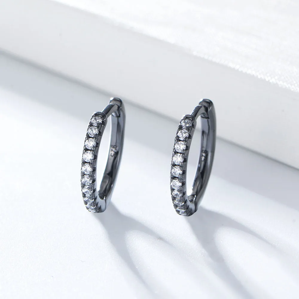 Half Circle Zircon Silver Hoop Earrings for Women