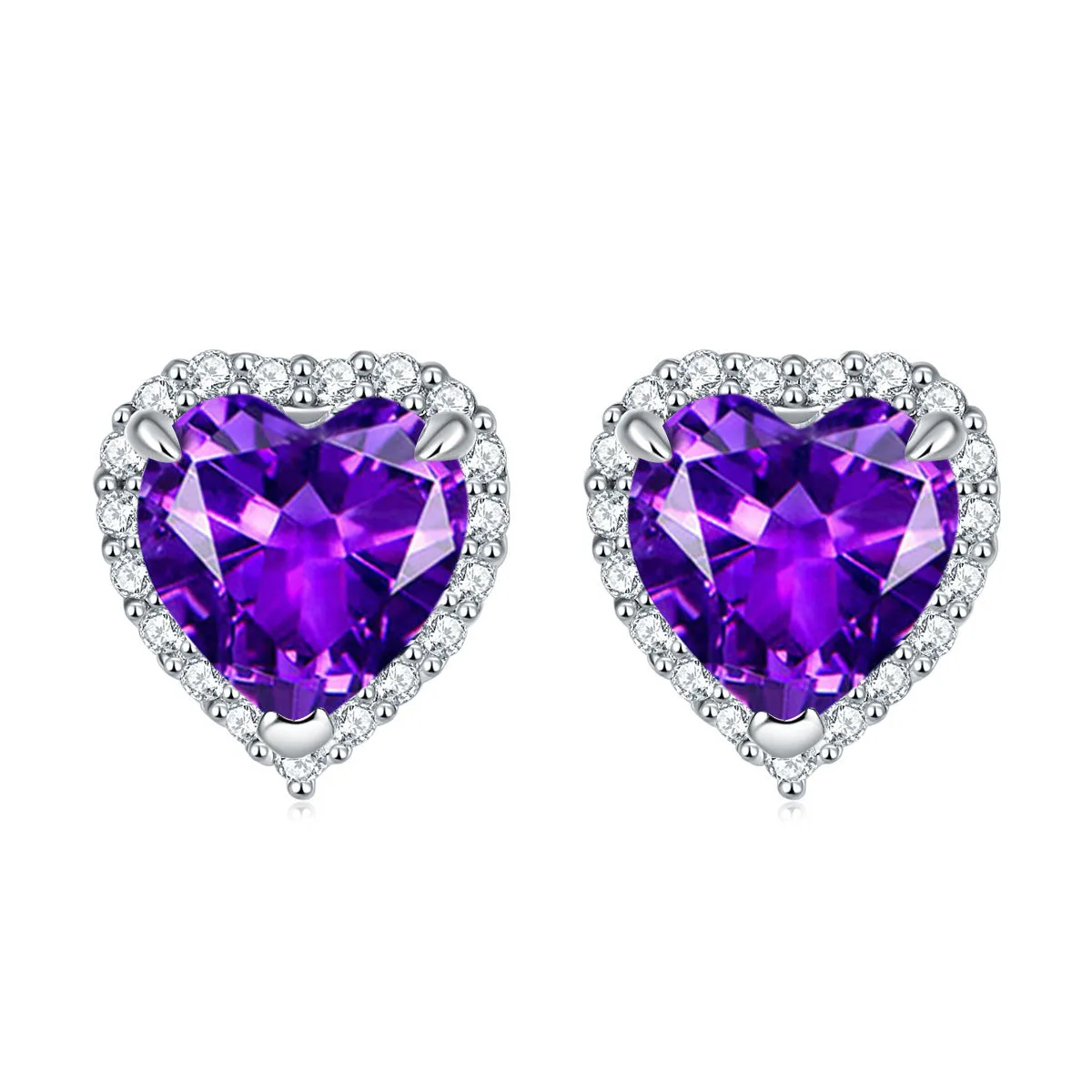 Halo Heart Zircon Stud Earrings