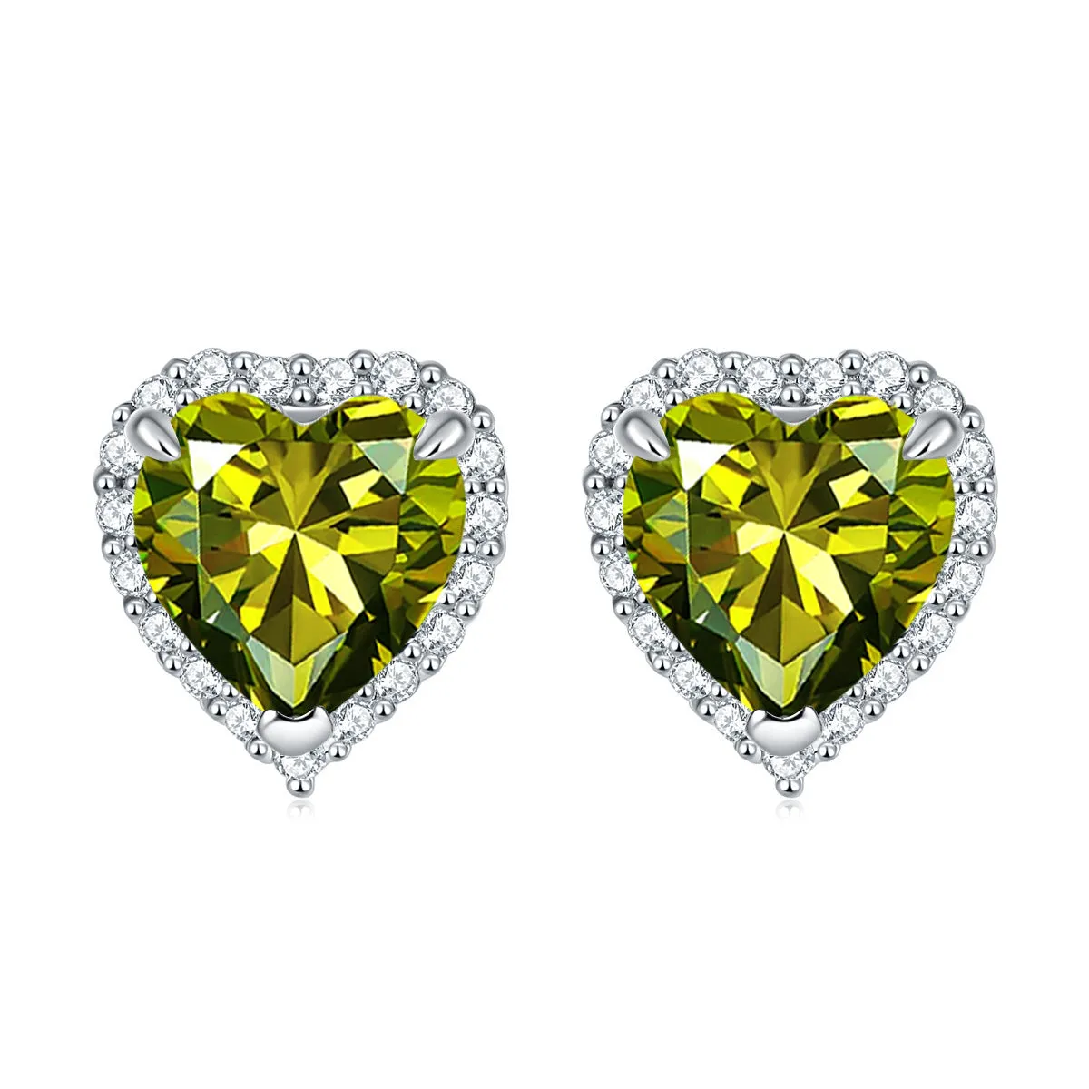 Halo Heart Zircon Stud Earrings
