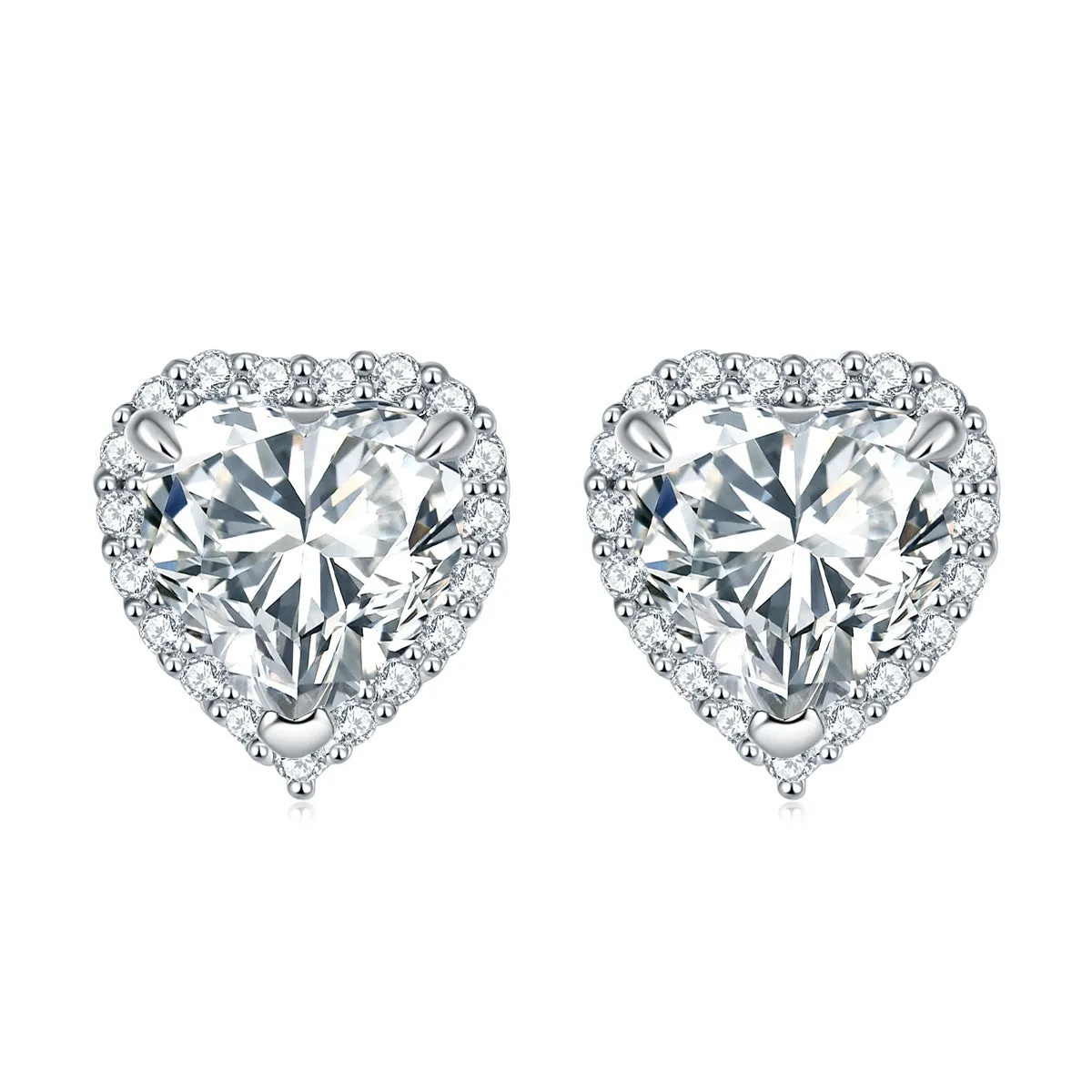 Halo Heart Zircon Stud Earrings