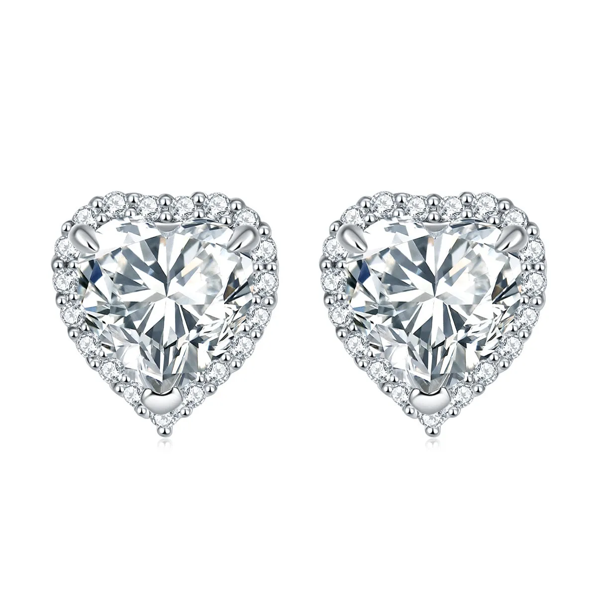 Halo Heart Zircon Stud Earrings