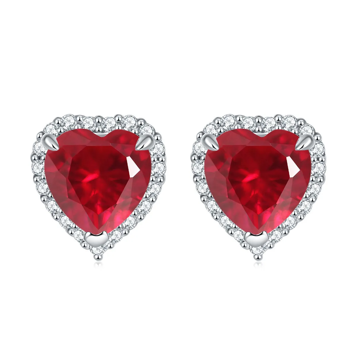 Halo Heart Zircon Stud Earrings