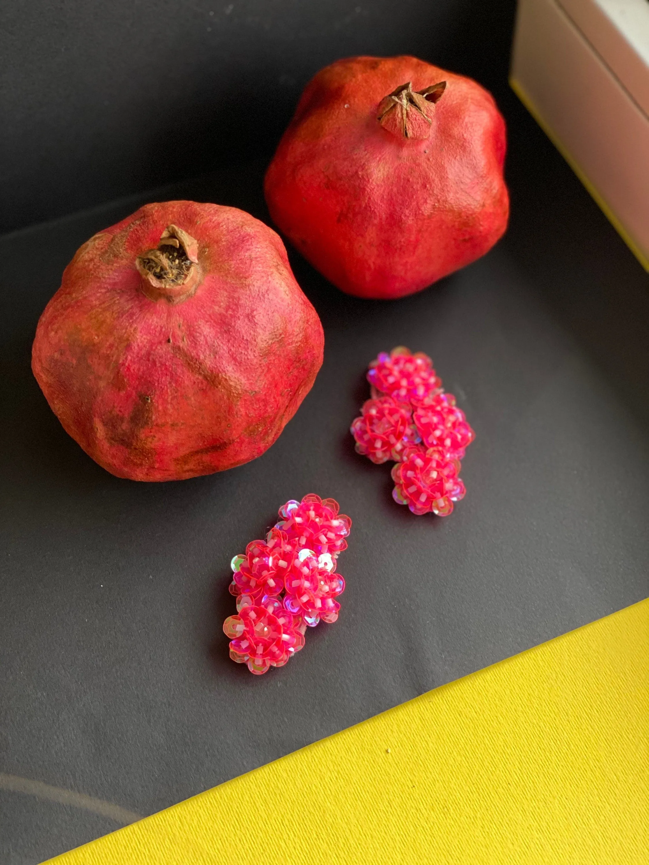 Hand embroidered hair clips with sequins