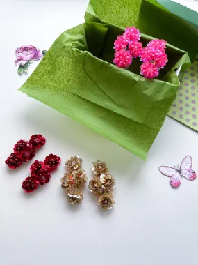 Hand embroidered hair clips with sequins