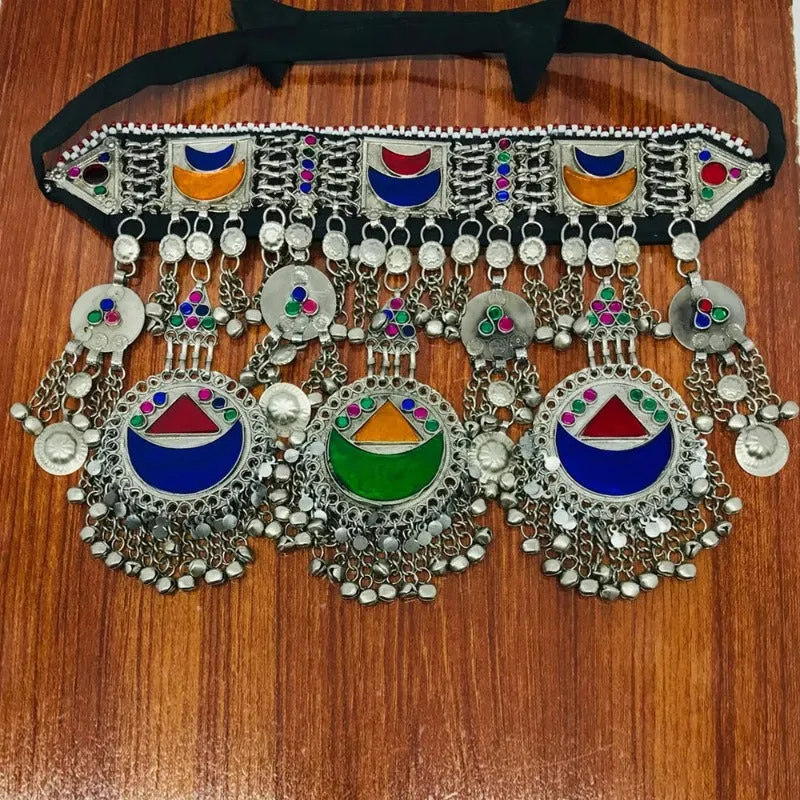 Handcrafted Tribal Choker Multicolor Glass Stones