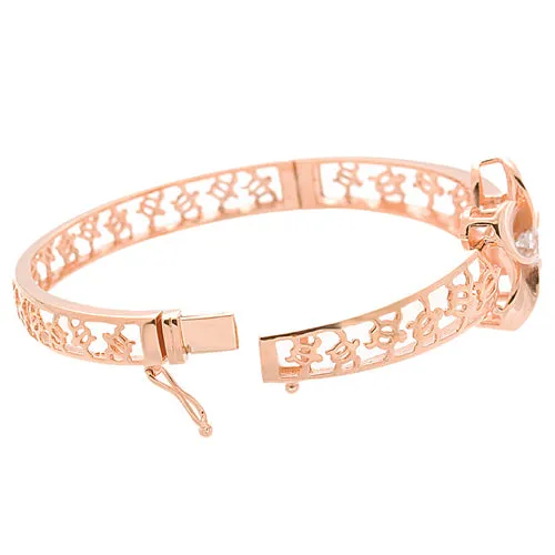 Hawaiian Jewelry 22mm Plumeria Rhodium Bangle PG Coating