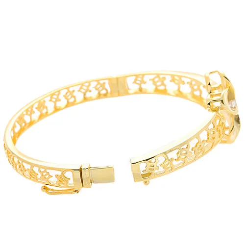 Hawaiian Jewelry 22mm Plumeria Rhodium Bangle PG Coating