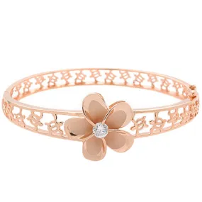 Hawaiian Jewelry 22mm Plumeria Rhodium Bangle PG Coating