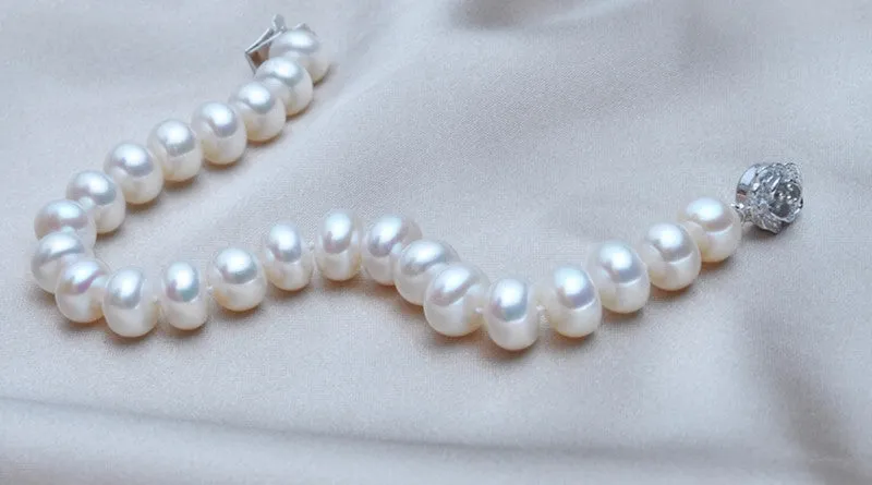 High luster 9-10mm natural big pearl charm bracelet for women top quality fashion bangle bracelet mother's day gift