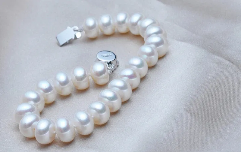 High luster 9-10mm natural big pearl charm bracelet for women top quality fashion bangle bracelet mother's day gift