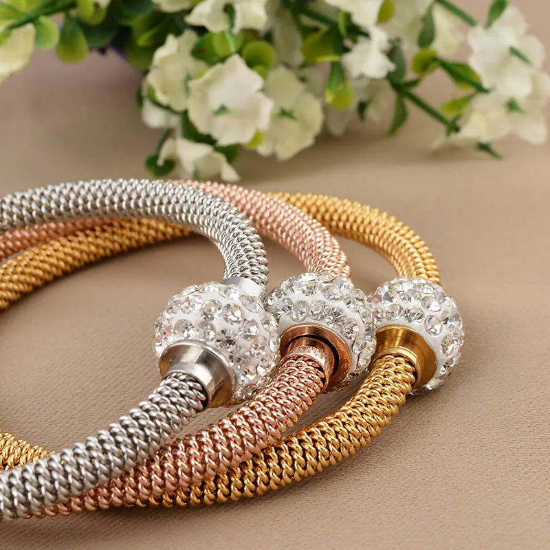 High Quality Charm Chic Valentine Gift Jewelry Stainless Steel Gold Women Distort Bracelets & Bangles