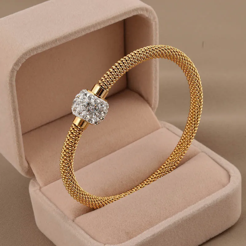 High Quality Charm Chic Valentine Gift Jewelry Stainless Steel Gold Women Distort Bracelets & Bangles
