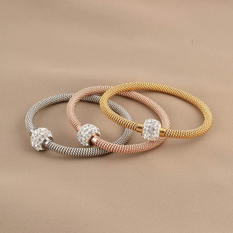 High Quality Charm Chic Valentine Gift Jewelry Stainless Steel Gold Women Distort Bracelets & Bangles