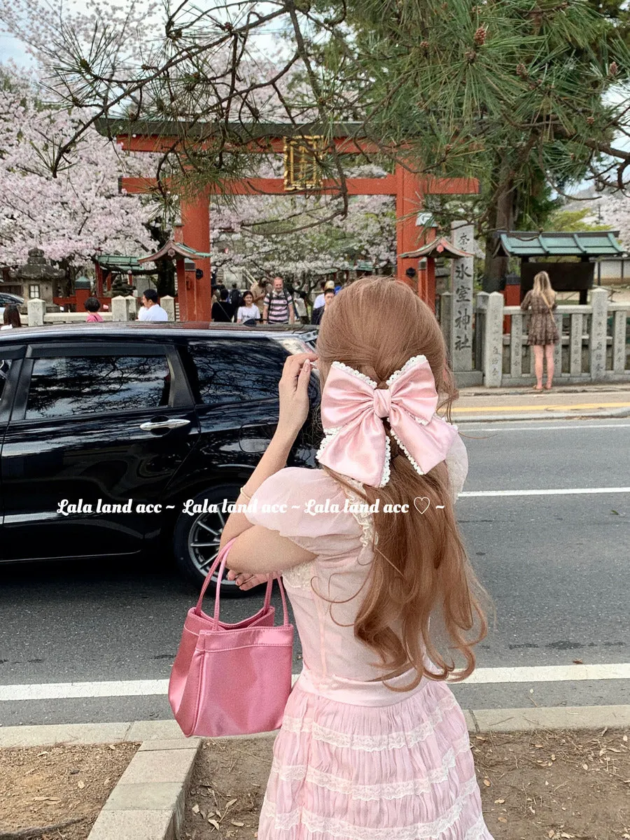 Homemade imported satin bow hairpin hair accessories