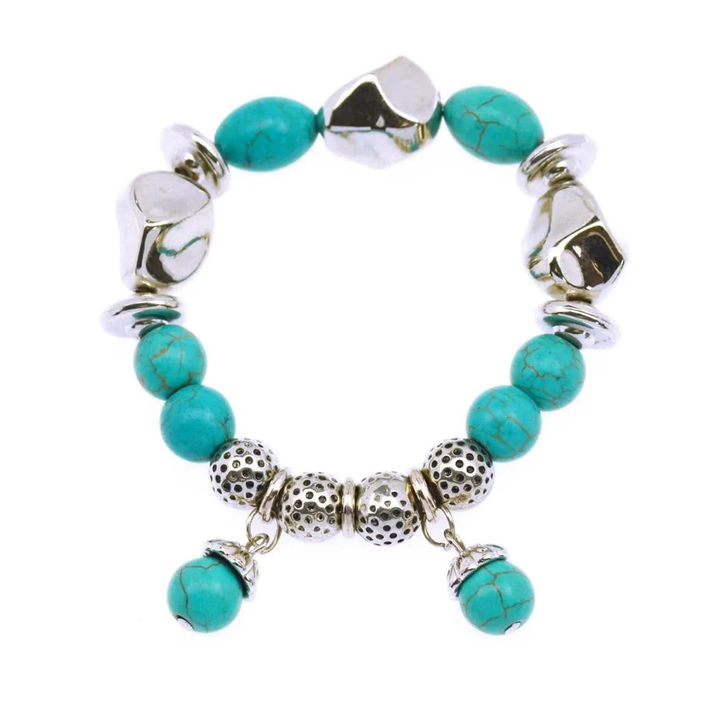 Hot Sale 8 Designs Animal & key & Star Elephants Bracelet Retro bohemian Style beaded Turquoise Fashion Women Bracelet Jewelry