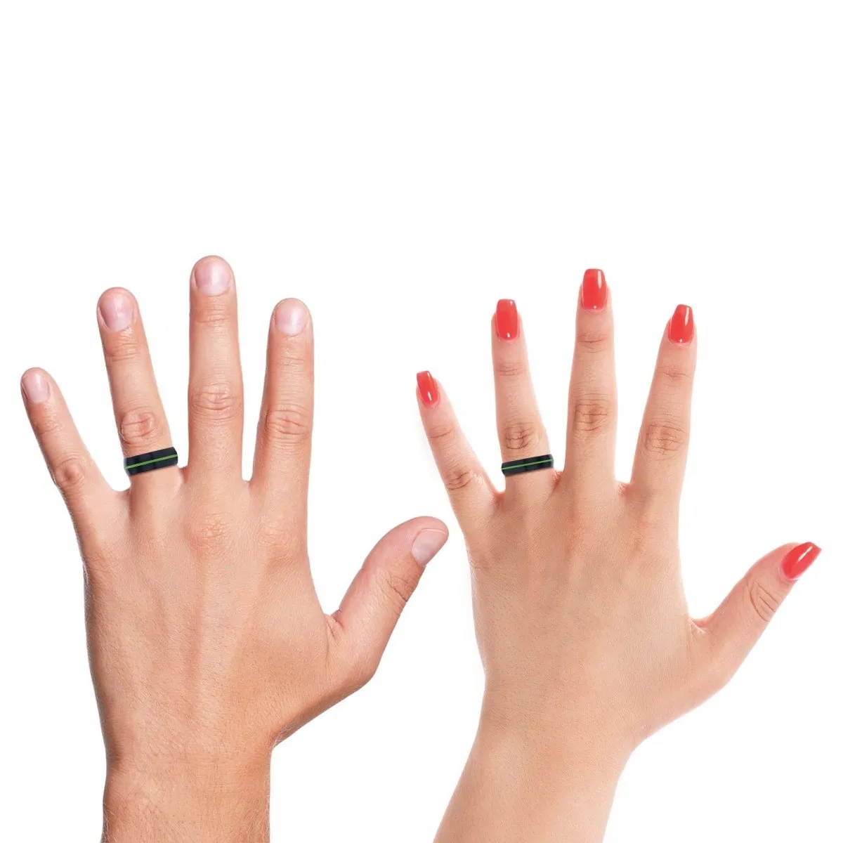 HURLEY | Green Ring, Black Tungsten Ring, Green Groove, Domed