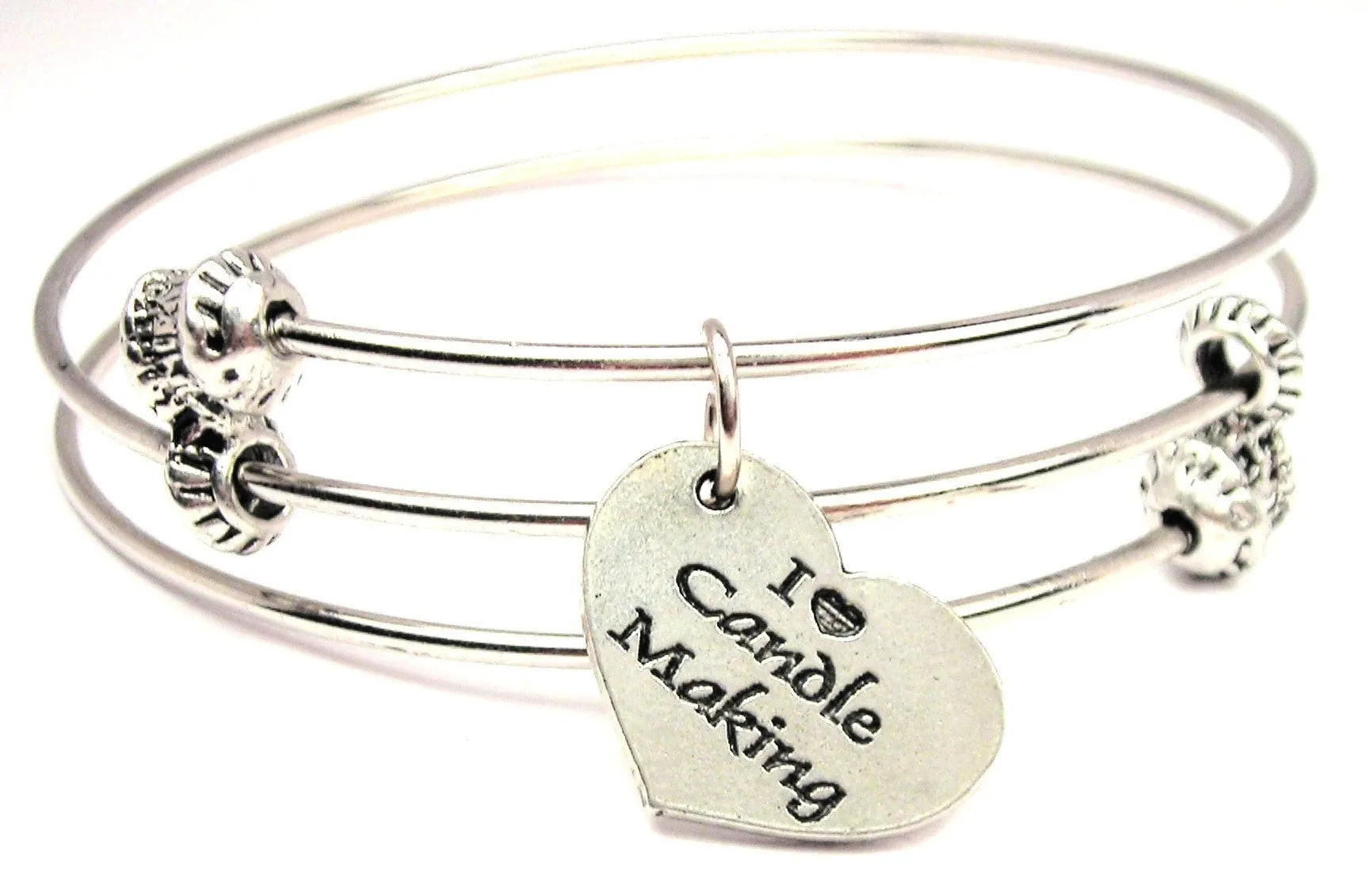 I Love Candle Making Triple Style Expandable Bangle Bracelet