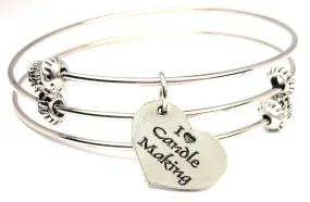 I Love Candle Making Triple Style Expandable Bangle Bracelet