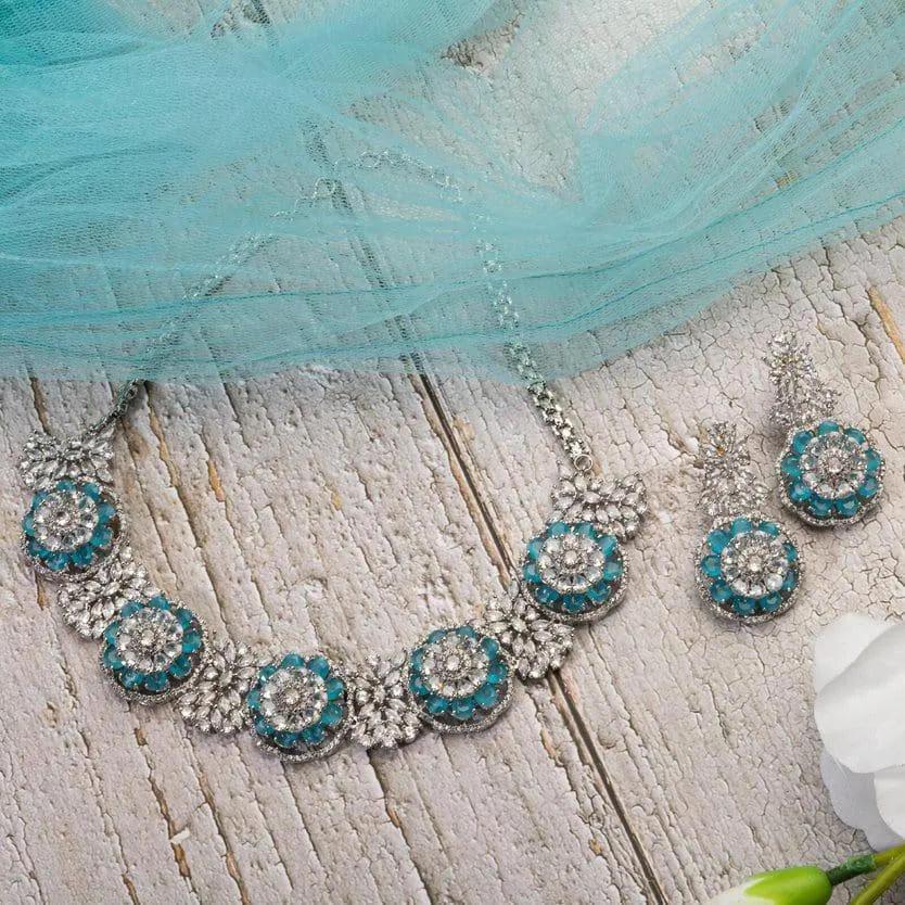 Jamila - American Diamond Necklace Set with Earrings
