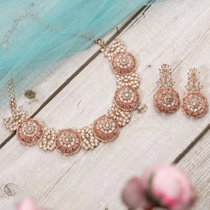 Jamila - American Diamond Necklace Set with Earrings