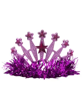 Jewelled Pink Star Tiara with Tinsel Costume Accessory