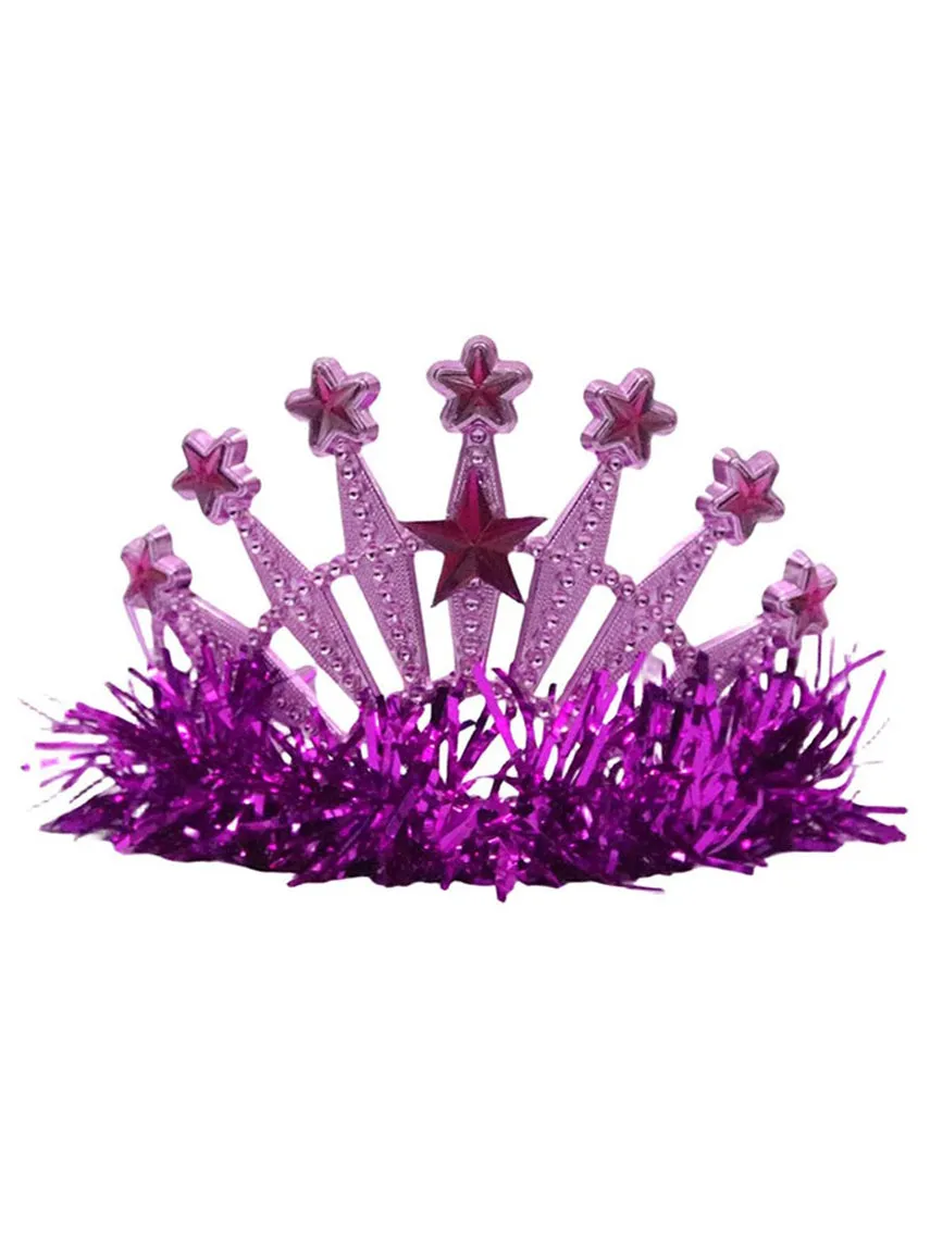 Jewelled Pink Star Tiara with Tinsel Costume Accessory